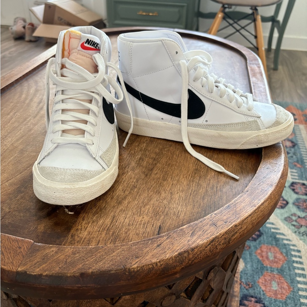 Nike White and Black High-Top Sneakers